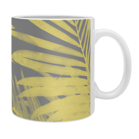 Emanuela Carratoni Ultimate Gray and Yellow Palms Coffee Mug