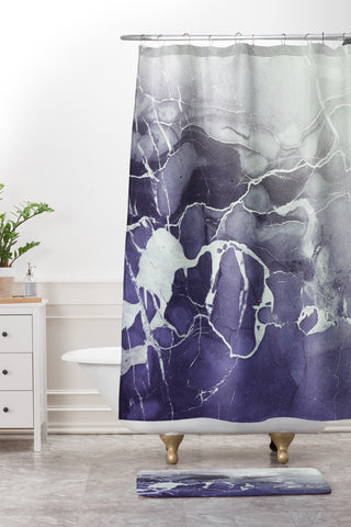 Emanuela Carratoni Ultramarine Marble Shower Curtain And Mat