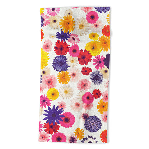 Emanuela Carratoni Very Peri Colorful Flowers Beach Towel