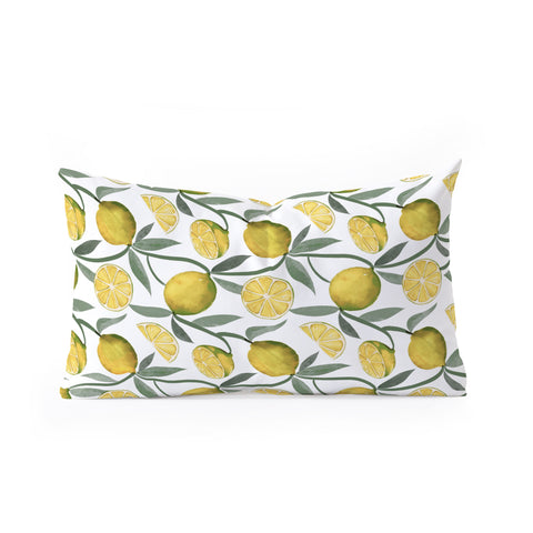 Emanuela Carratoni Vintage Lemons Oblong Throw Pillow