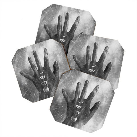 Emanuela Carratoni Vintage Moon on Black Hand Coaster Set