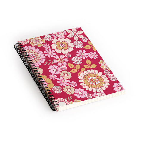 Emanuela Carratoni Viva Magenta Floral Theme Spiral Notebook