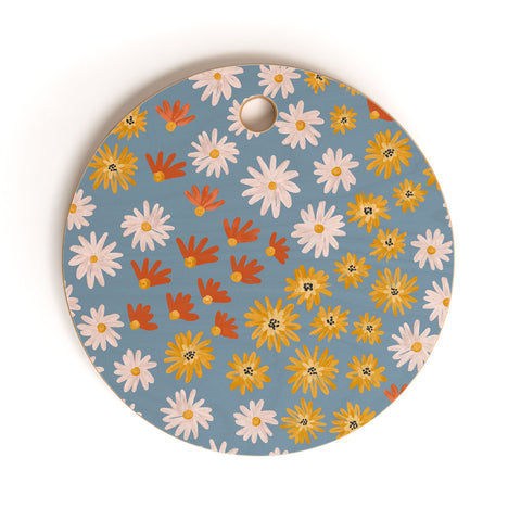Emanuela Carratoni Wild Painted Flowers Cutting Board Round