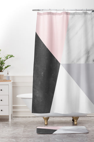 Emanuela Carratoni Winter Color Geometry Shower Curtain And Mat