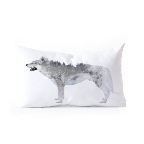 Emanuela Carratoni Winter Wolf 1 Oblong Throw Pillow