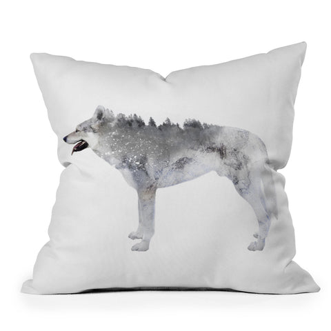 Emanuela Carratoni Winter Wolf 1 Throw Pillow