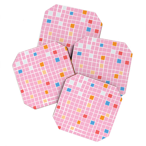 Erika Stallworth Modern Mosaic Pink Coaster Set