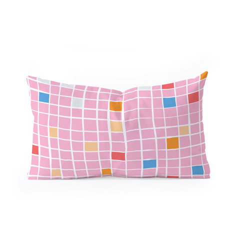 Erika Stallworth Modern Mosaic Pink Oblong Throw Pillow
