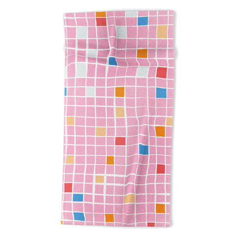 Erika Stallworth Modern Mosaic Pink Beach Towel