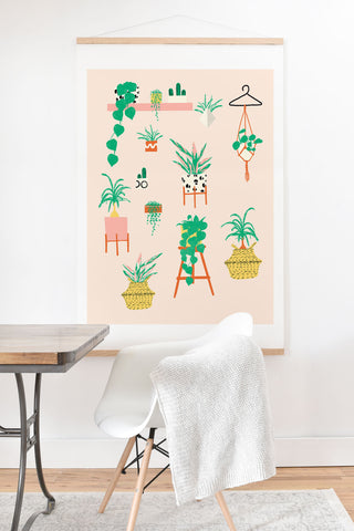 Erika Stallworth Plant Lady Scandinavian Apartment Peach Art Print And Hanger