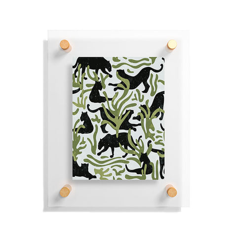 evamatise Abstract Wild Cats and Plants Floating Acrylic Print