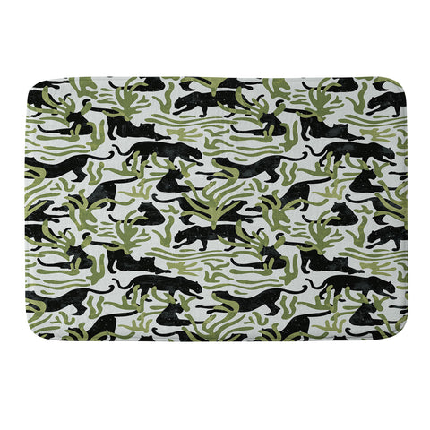 evamatise Abstract Wild Cats and Plants Memory Foam Bath Mat