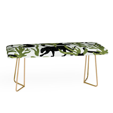 evamatise Abstract Wild Cats and Plants Bench