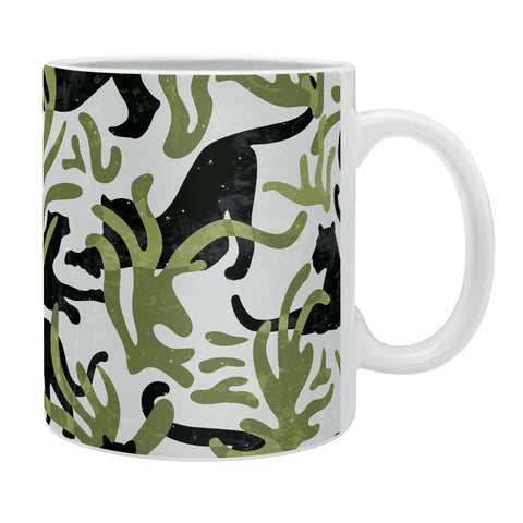 evamatise Abstract Wild Cats and Plants Coffee Mug