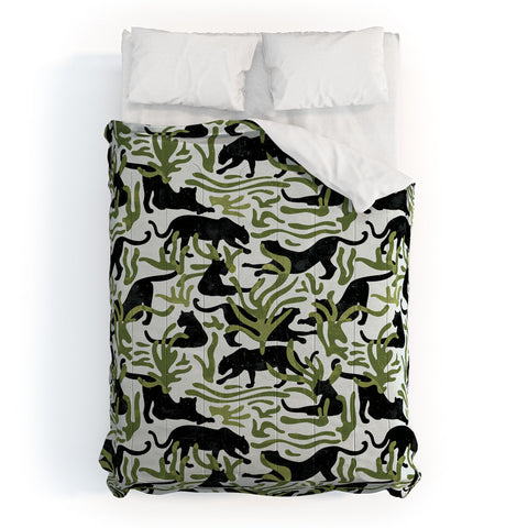 evamatise Abstract Wild Cats and Plants Comforter