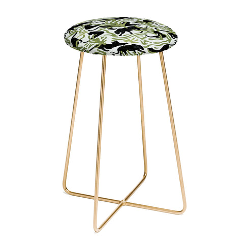 evamatise Abstract Wild Cats and Plants Counter Stool