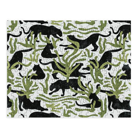 evamatise Abstract Wild Cats and Plants Puzzle