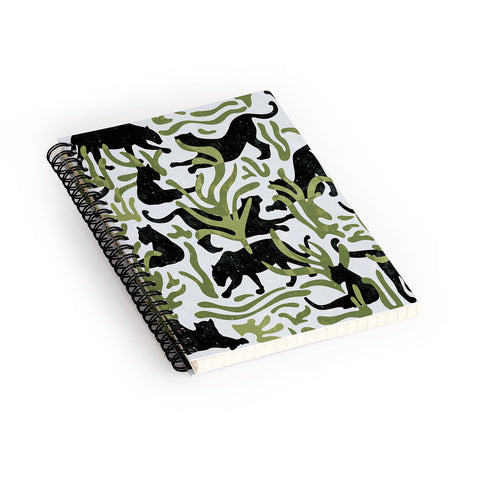 evamatise Abstract Wild Cats and Plants Spiral Notebook