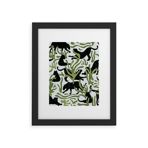 evamatise Abstract Wild Cats and Plants Framed Art Print
