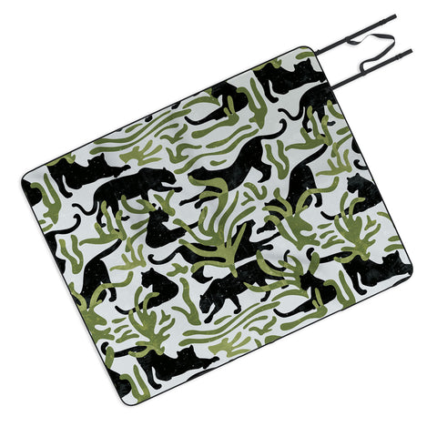 evamatise Abstract Wild Cats and Plants Picnic Blanket