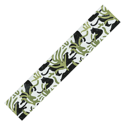evamatise Abstract Wild Cats and Plants Table Runner