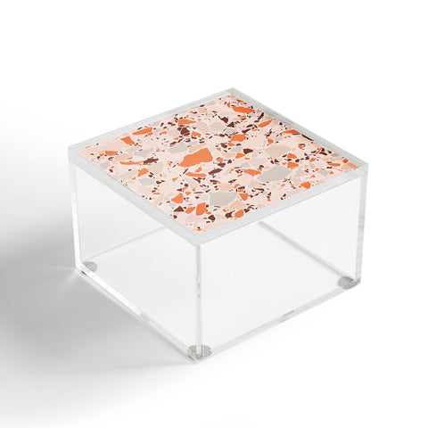 evamatise Autumn Terrazzo Pumpkin Colors and Abstract Shapes Acrylic Box
