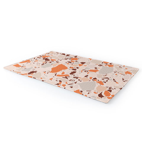 evamatise Autumn Terrazzo Pumpkin Colors and Abstract Shapes Area Rug