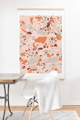evamatise Autumn Terrazzo Pumpkin Colors and Abstract Shapes Art Print And Hanger