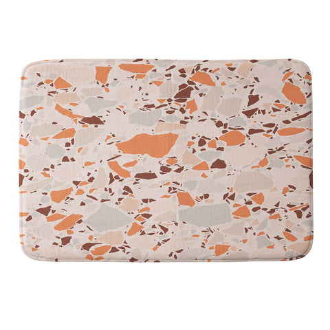 evamatise Autumn Terrazzo Pumpkin Colors and Abstract Shapes Memory Foam Bath Mat