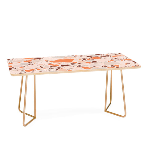 evamatise Autumn Terrazzo Pumpkin Colors and Abstract Shapes Coffee Table
