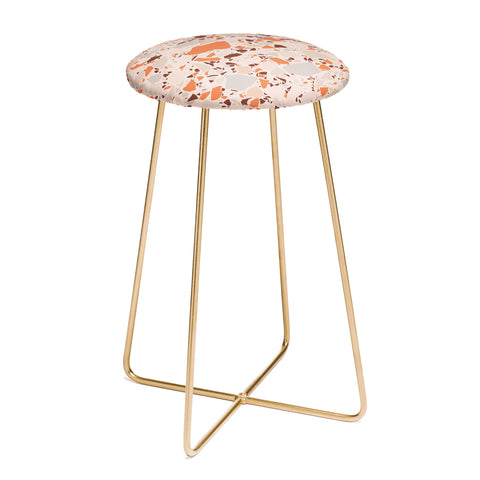 evamatise Autumn Terrazzo Pumpkin Colors and Abstract Shapes Counter Stool
