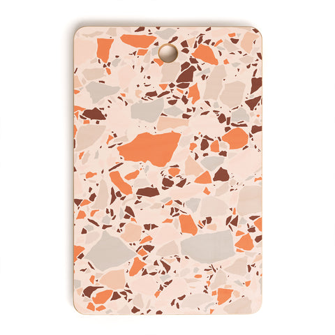 evamatise Autumn Terrazzo Pumpkin Colors and Abstract Shapes Cutting Board Rectangle