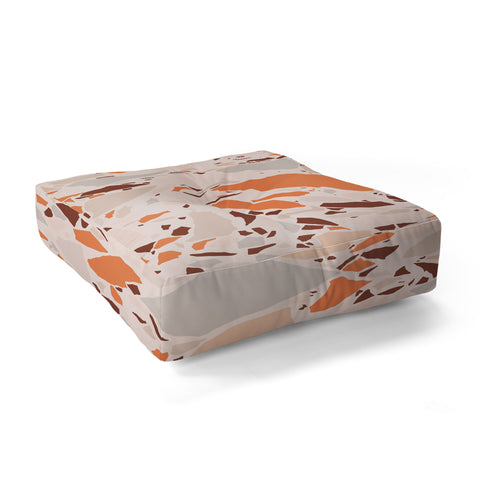 evamatise Autumn Terrazzo Pumpkin Colors and Abstract Shapes Floor Pillow Square