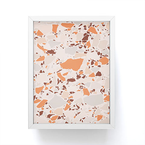 evamatise Autumn Terrazzo Pumpkin Colors and Abstract Shapes Framed Mini Art Print