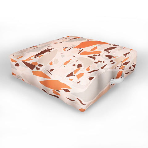 evamatise Autumn Terrazzo Pumpkin Colors and Abstract Shapes Outdoor Floor Cushion