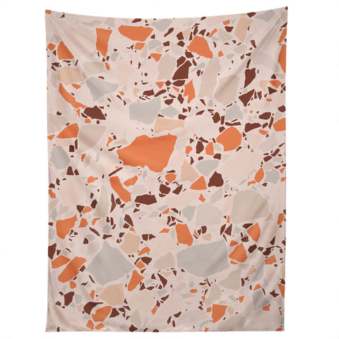 evamatise Autumn Terrazzo Pumpkin Colors and Abstract Shapes Tapestry