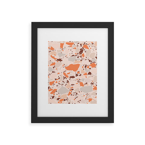 evamatise Autumn Terrazzo Pumpkin Colors and Abstract Shapes Framed Art Print