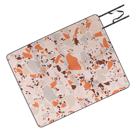 evamatise Autumn Terrazzo Pumpkin Colors and Abstract Shapes Picnic Blanket