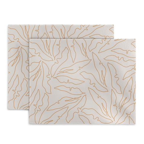 evamatise Banana Leaves Line Art Neutral Placemat
