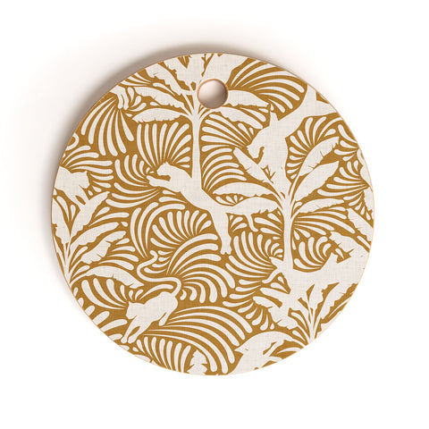 evamatise Big Cats and Palm Trees Jungle Cutting Board Round