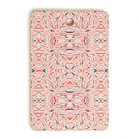 evamatise Boho Tile Abstraction Coral Cutting Board Rectangle