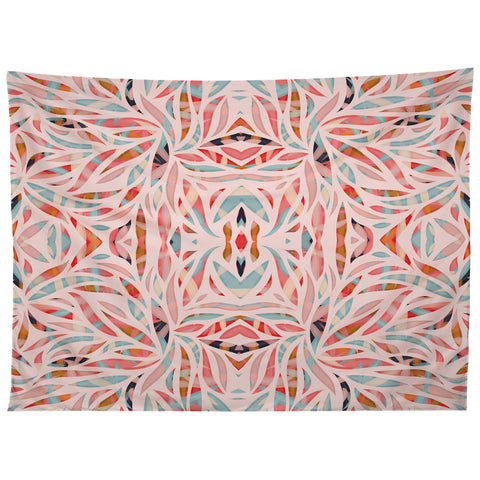 evamatise Boho Tile Abstraction Coral Tapestry