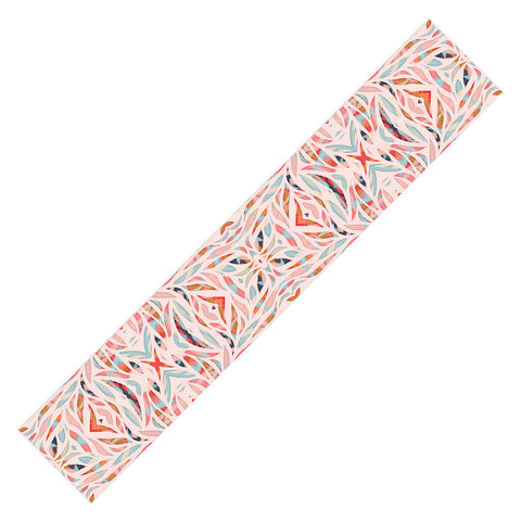 evamatise Boho Tile Abstraction Coral Table Runner