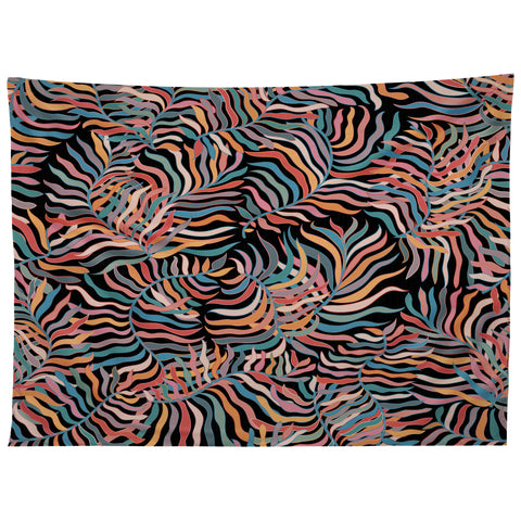 evamatise Colorful Tropical Plants Dark Tapestry