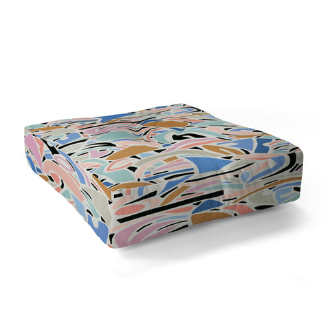evamatise Contemporary Shapes N01 Spring Abstraction Floor Pillow Square