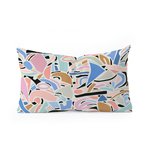 evamatise Contemporary Shapes N01 Spring Abstraction Oblong Throw Pillow
