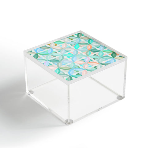 evamatise Geometric Shapes in Vibrant Greens Acrylic Box