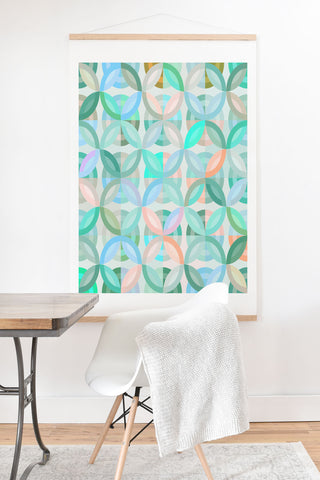 evamatise Geometric Shapes in Vibrant Greens Art Print And Hanger