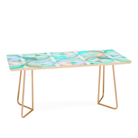 evamatise Geometric Shapes in Vibrant Greens Coffee Table