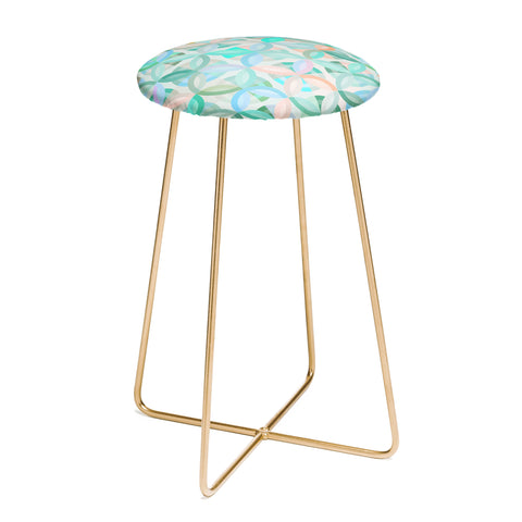 evamatise Geometric Shapes in Vibrant Greens Counter Stool